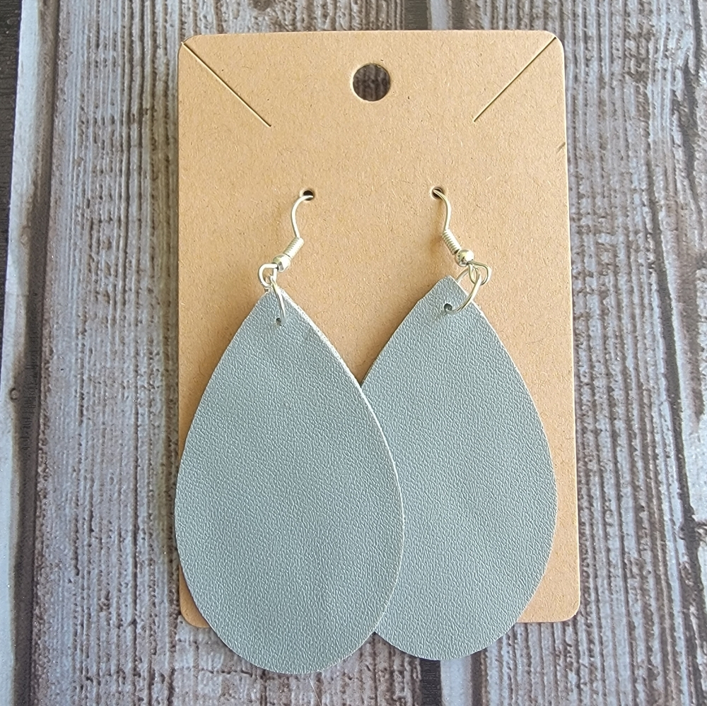 Gray Faux Leather Earrings